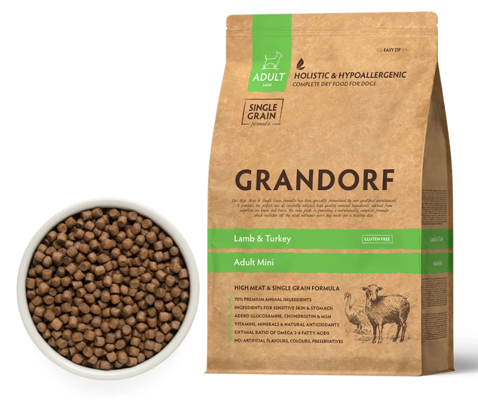 GRANDORF Lamb & Turkey Adult Mini- karma dla dorosłych psów małych