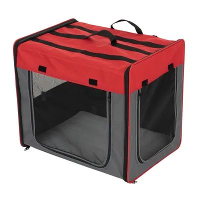 First Class Basic – składany kennel materiałowy dla psa, czerwono-szary