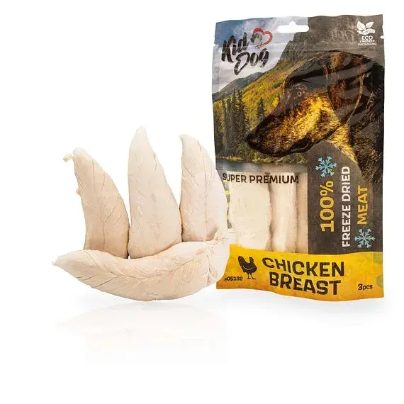 KIDDOG SUPER PREMIUM liofilizowane przysmaki z piersi kurczaka 100% czyste mięso 50 g