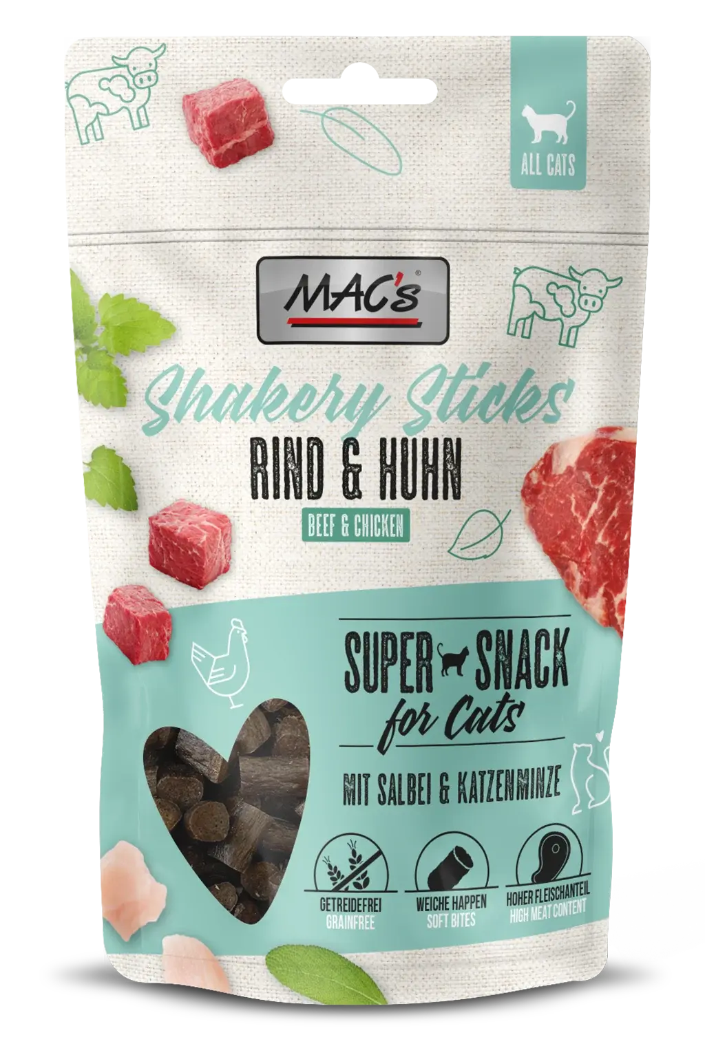 MAC’s Cat Shakery Sticks  wołowina i kurczak – miękkie przysmaki dla kota 50g 