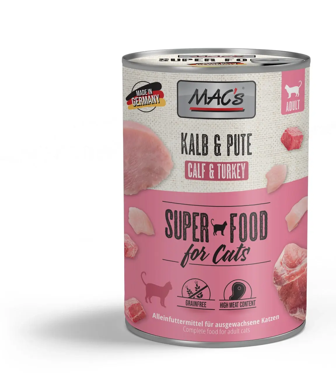 MAC’s Cat cielęcina i indyk pełnoporcjowa karma mokra dla kotów dorosłych 400g   