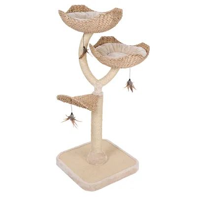 Drapak dla kota Cat's Flower 130 cm – kremowy, naturalny i stabilny