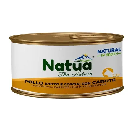 Natua Natural Kurczak Pierś i Udka z Marchewką w Bulionie 85g – mokra karma dla kota