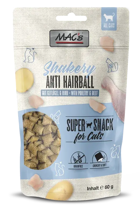 MAC’s Cat Shakery Sticks drób, wołowina – miękkie przysmaki odkłaczające dla kota 50g 