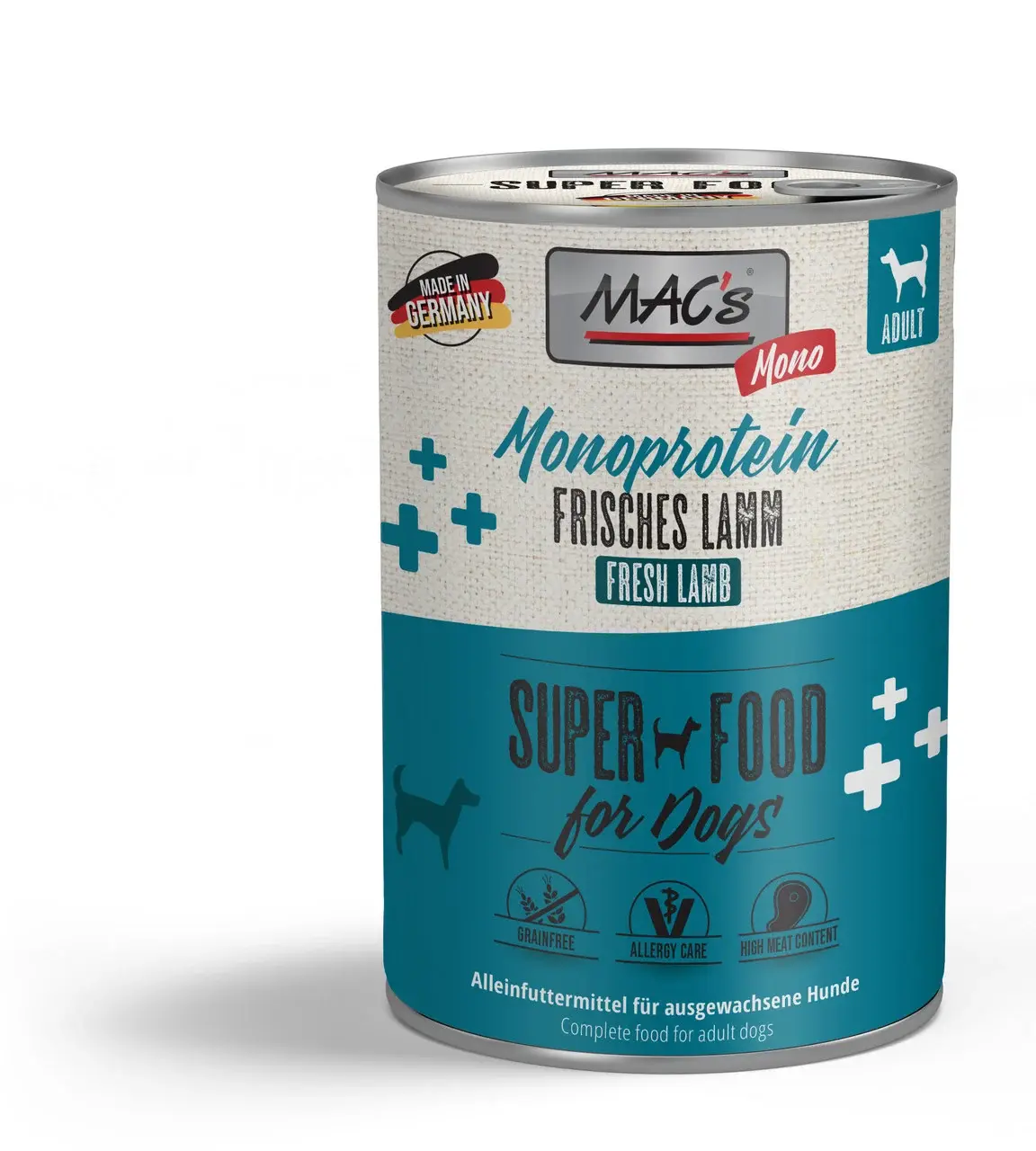 MAC’s Dog Mono jagnięcina –  karma mokra, monobiałkowa, pełnoporcjowa dla dorosłych psów 400g