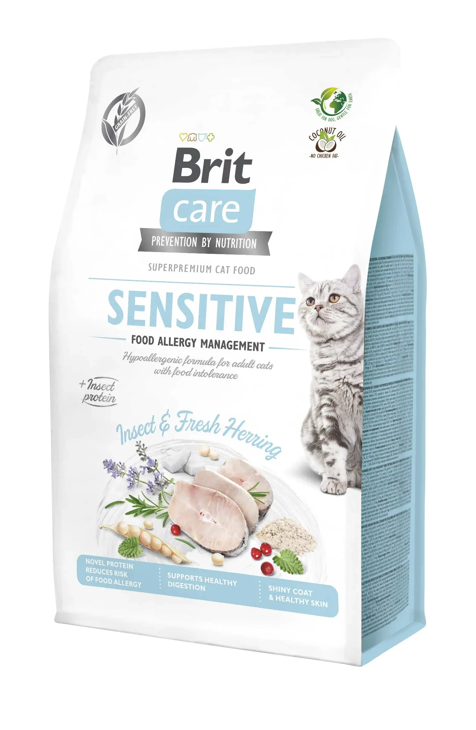 Brit Care Cat Grain-Free Sensitive Pełnoporcjowa karma sucha dla dorosłych kotów z alergiami i nietolerancjami pokarmowymi 400 g
