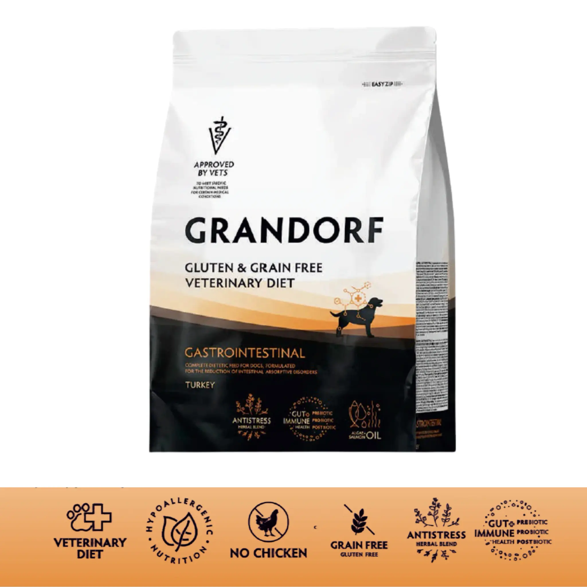 GRANDORF DOG VET GASTROINTESTINAL Indyk Bezzbożowa karma weterynaryjna dla psów z problemami trawiennymi 3 kg