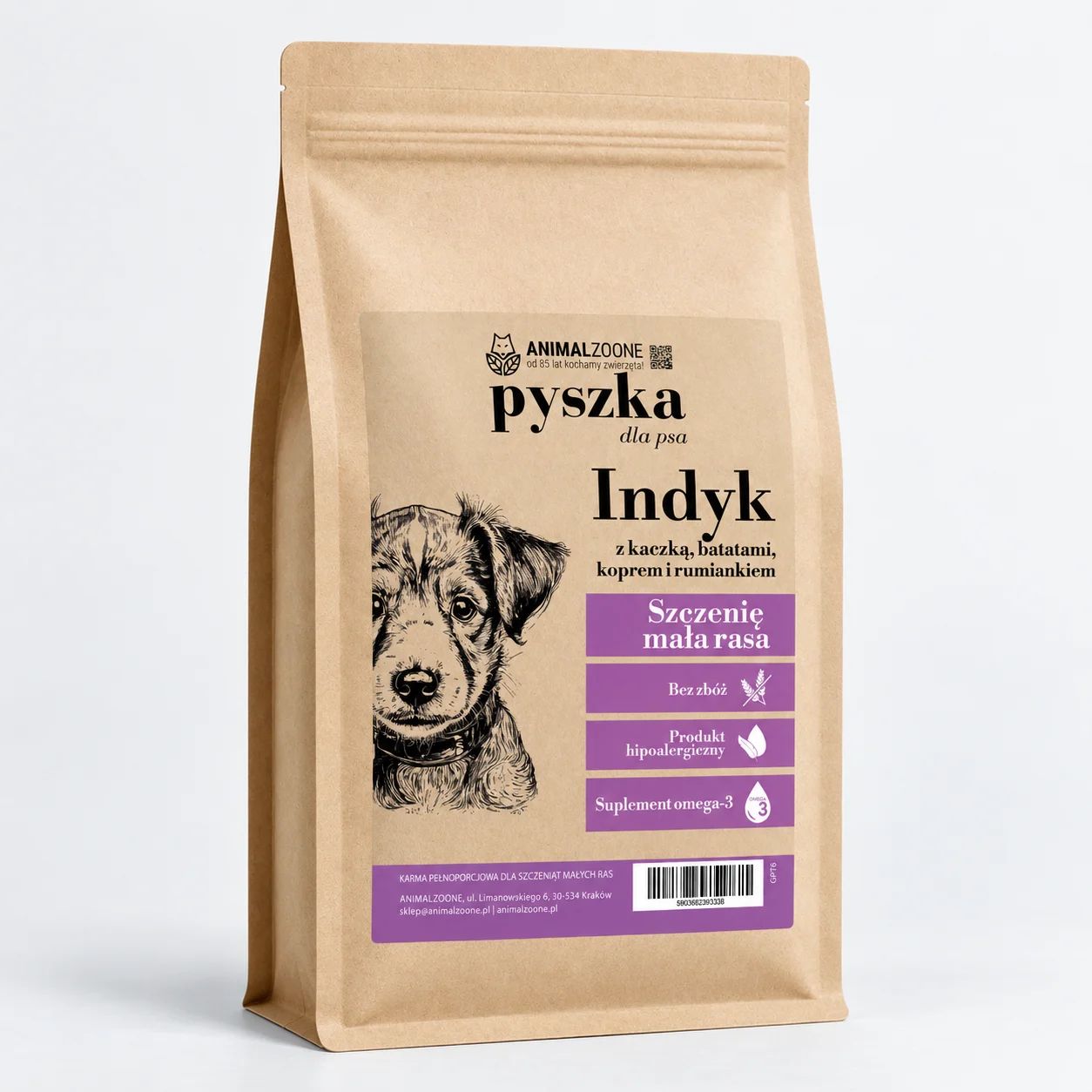 PYSZKA Grain Free Puppy Mini Indyk z Kaczką – bezzbożowa karma dla szczeniąt małych ras