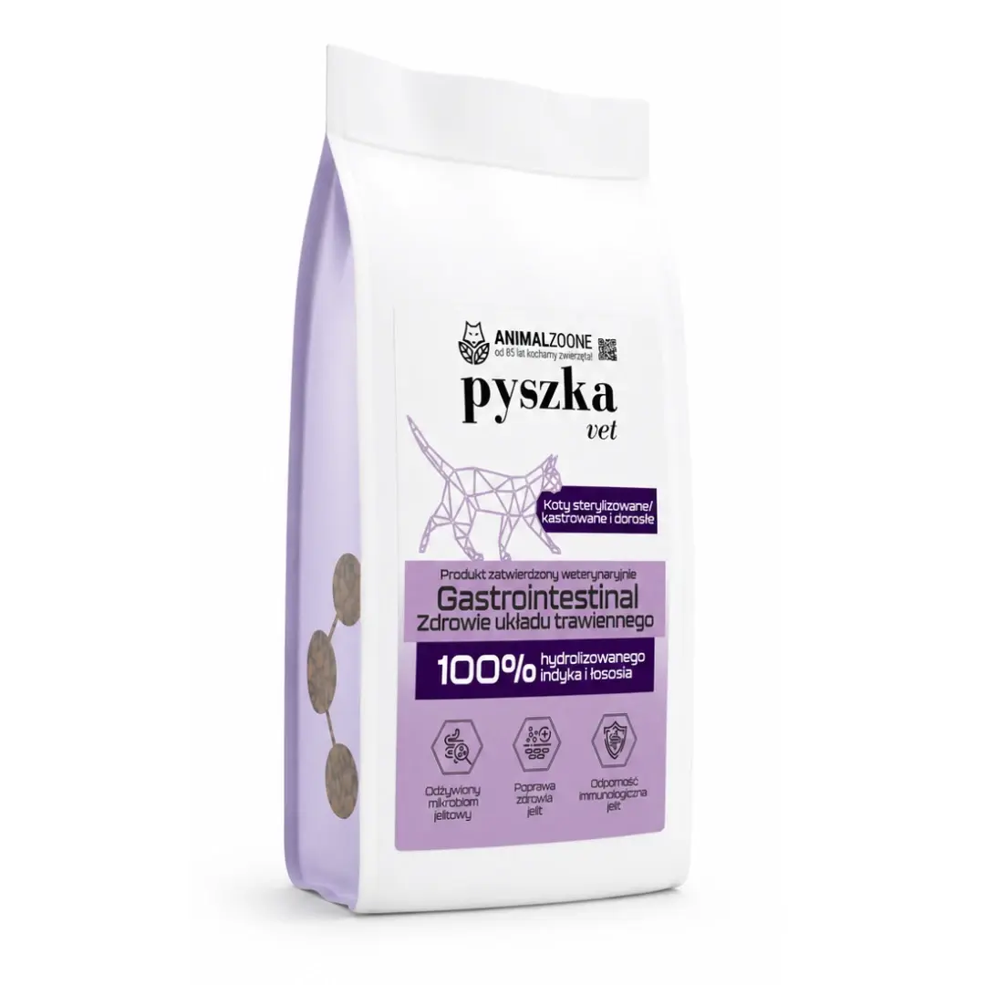 PYSZKA VET Gastrointestinal Zdrowy Układ Trawienny Hydrolizowana Dieta Specjalistyczna dla Dorosłych Kotów Wszystkich Ras 1,5kg