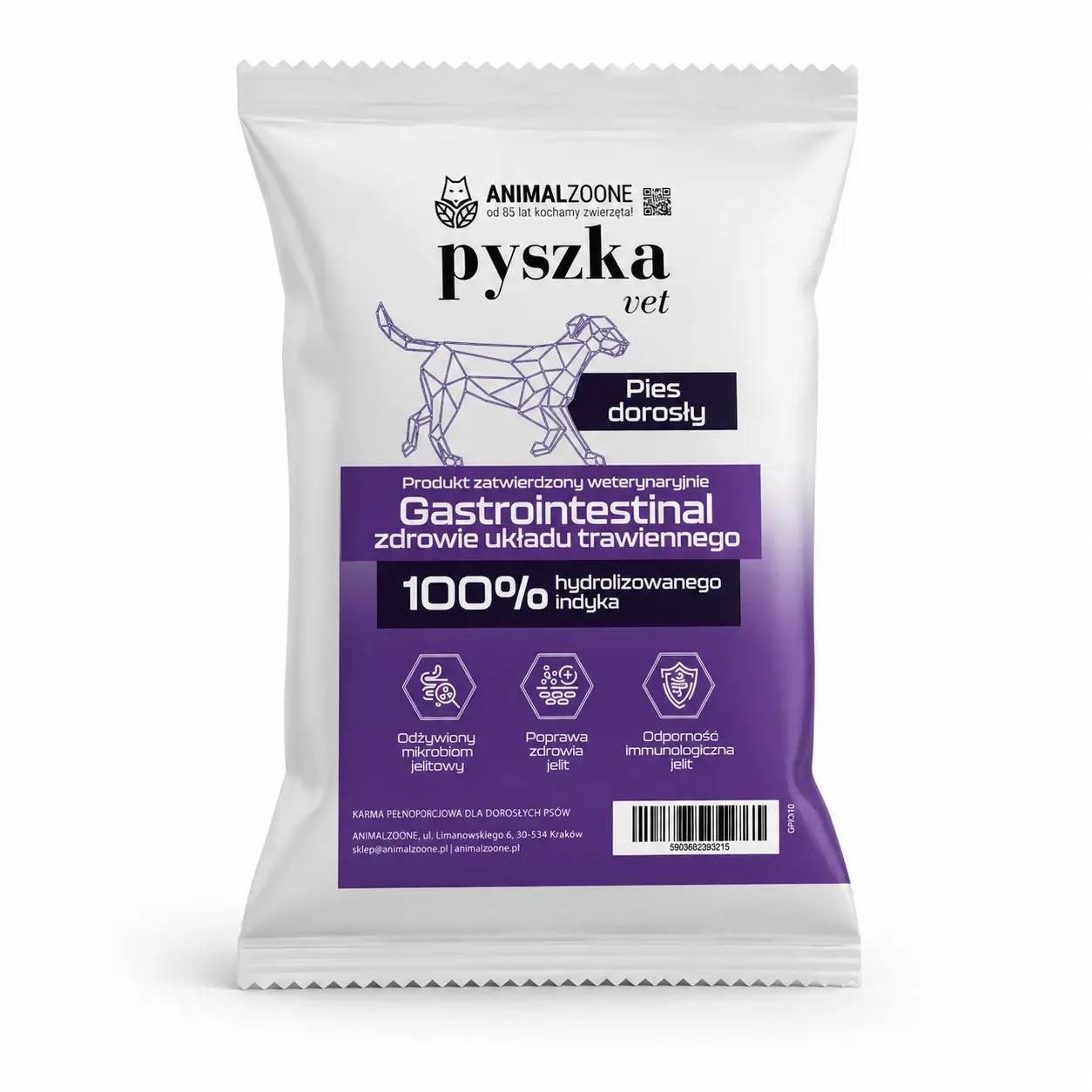 PYSZKA VET Gastrointestinal Zdrowy Układ Trawienny Hydrolizowana Dieta Specjalistyczna dla Dorosłych Psów Wszystkich Ras 10 kg