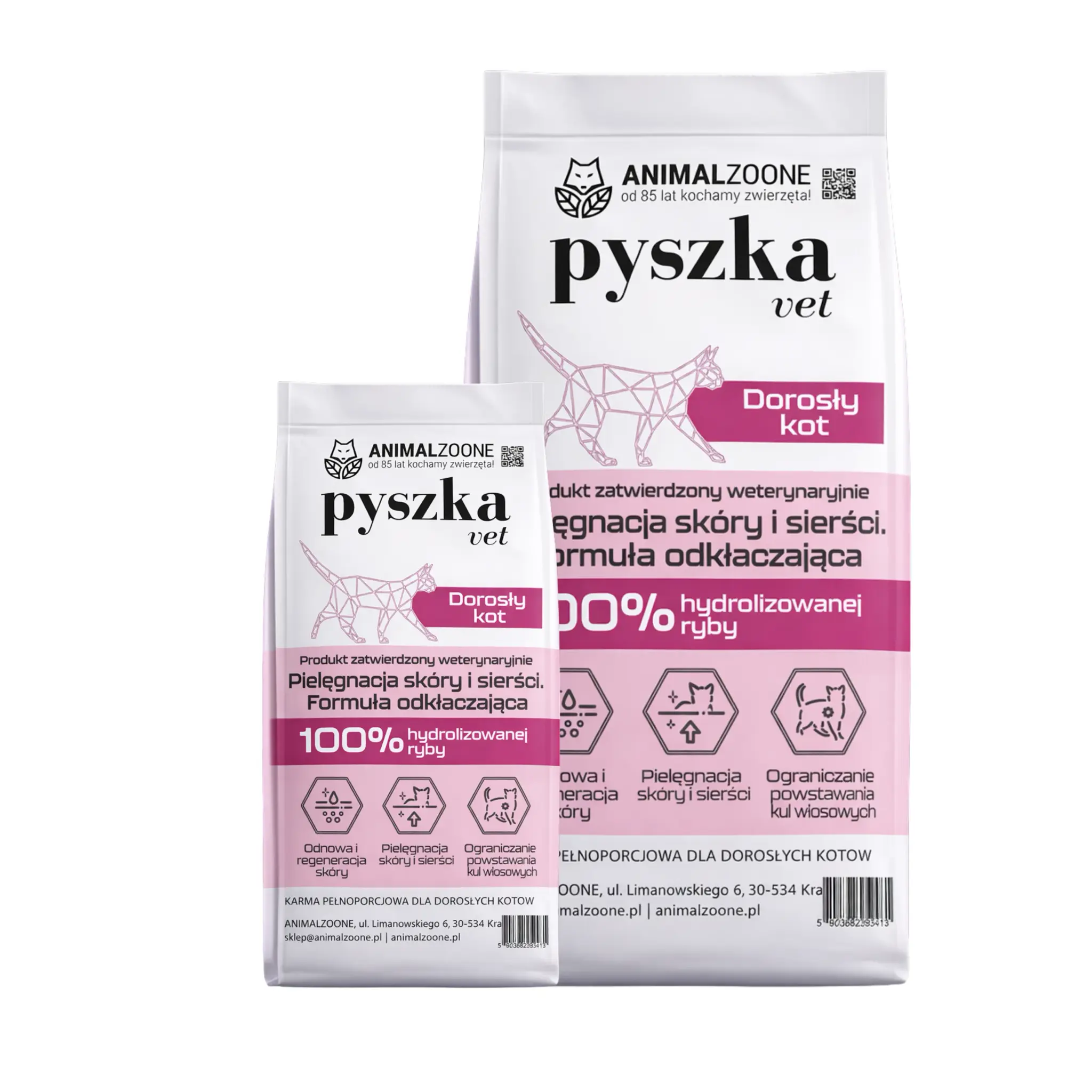 PYSZKA VET Hair & Skin- Pielęgnacja Skóry i Sierści Hydrolizowana Dieta Specjalistyczna dla Dorosłych Kotów Wszystkich Ras 5kg