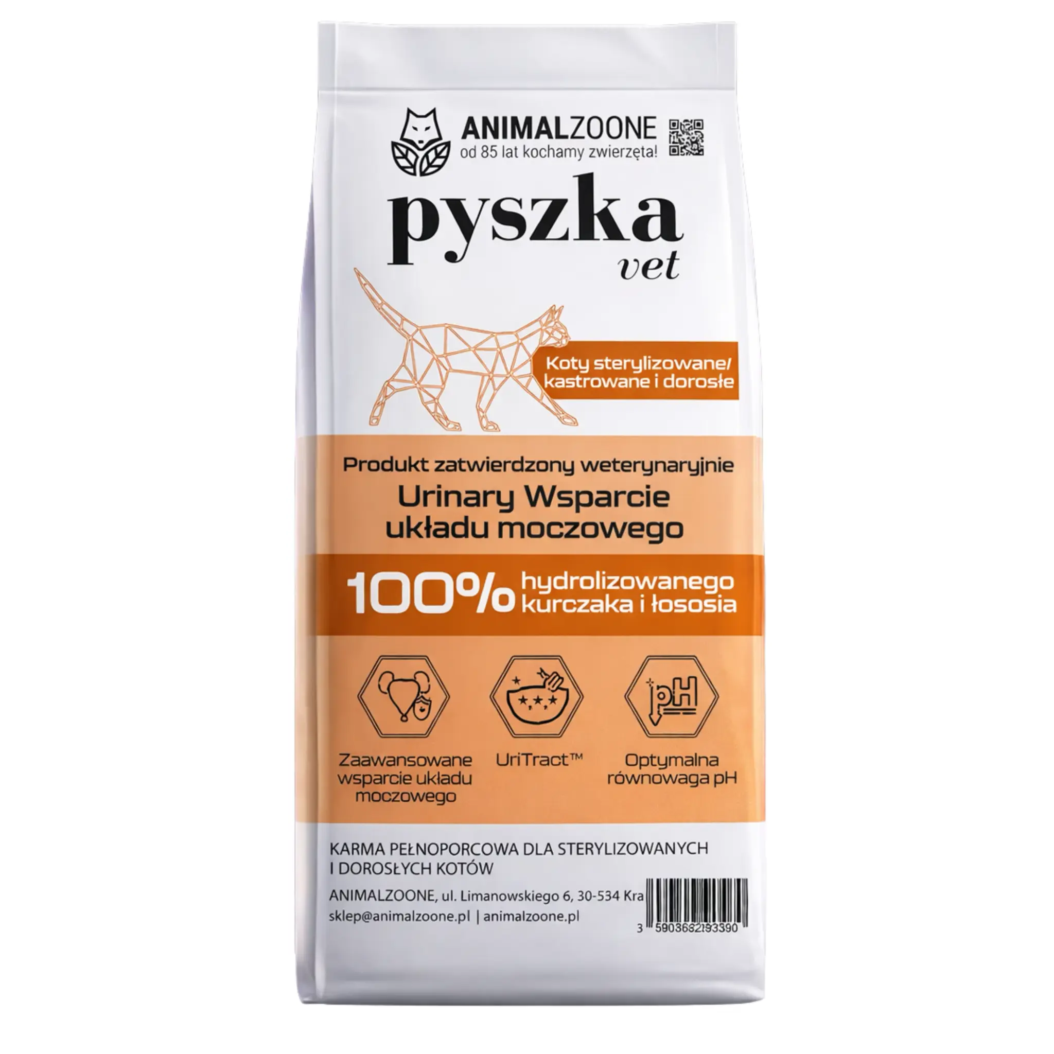PYSZKA VET Urinary Hydrolizowana Dieta Specjalistyczna dla Dorosłych Kotów Sterylizowanych i Kastrowanych 1,5kg