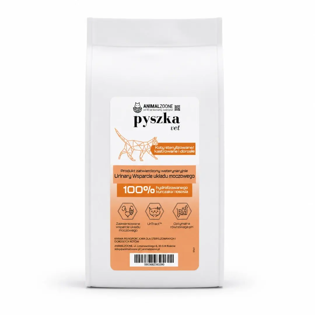 PYSZKA VET Urinary Hydrolizowana Dieta Specjalistyczna dla Dorosłych Kotów Sterylizowanych i Kastrowanych 1,5kg