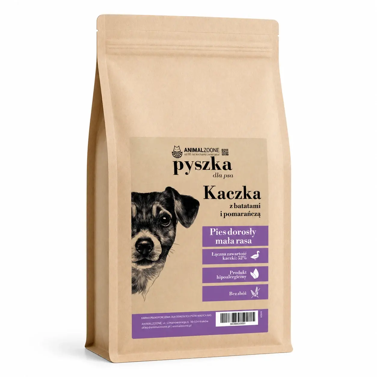 Pyszka Grain Free Kaczka z Batatami i Pomarańczą Mini– Pełnoporcjowa Karma dla Psów Dorosłych Małych Ras 6 kg