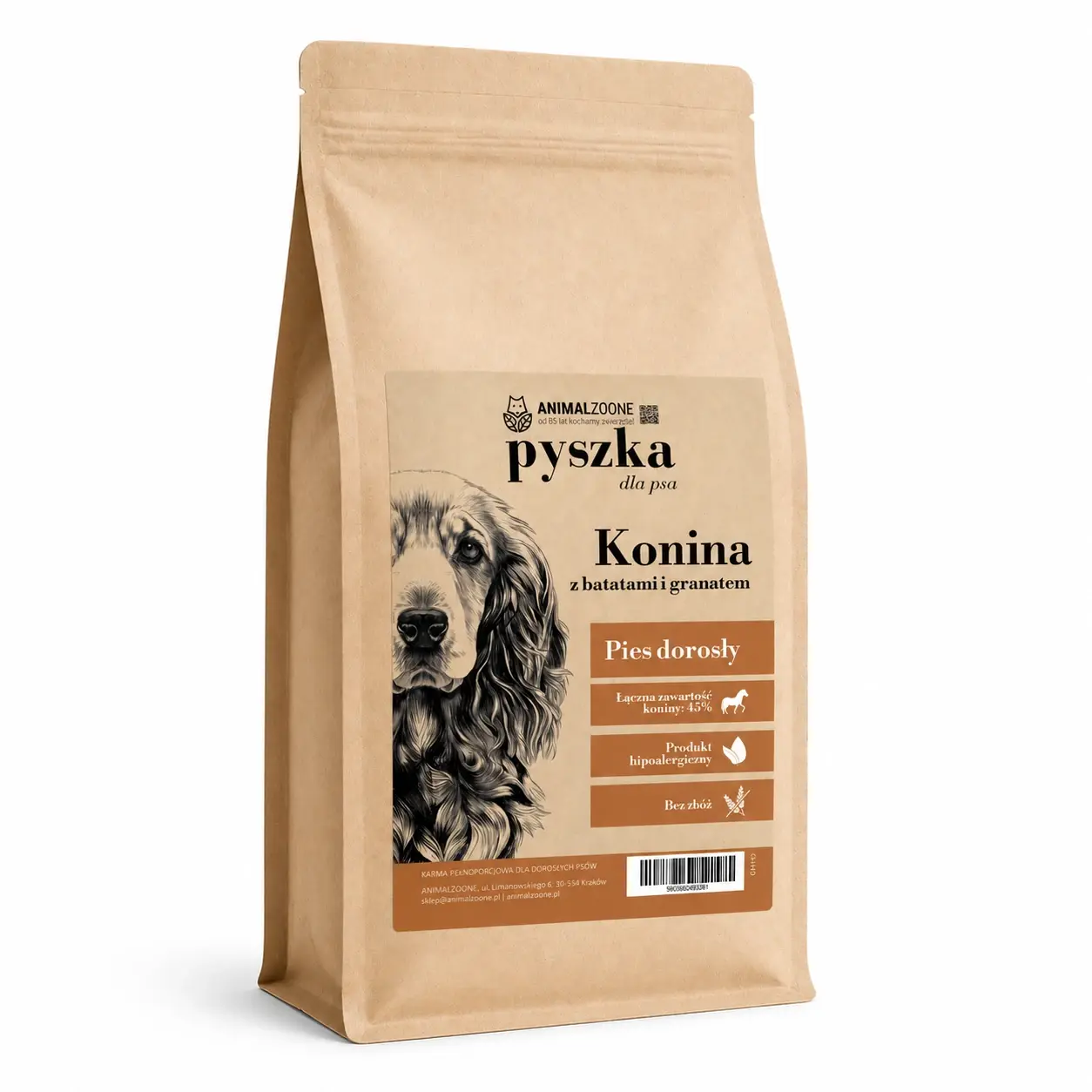 Pyszka Grain Free Konina z Batatami i Granatem – Pełnoporcjowa, Bezzbożowa Karma dla Dorosłych Psów 2 kg