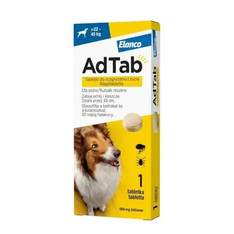 AdTab tabletka na pchły i kleszcze pies, 22-45kg, 900mg lotilaner