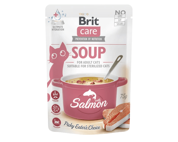 BRIT CARE CAT SOUP WITH SALMON 75g