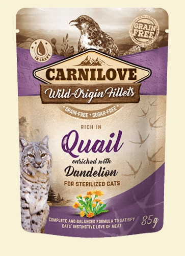 ZESTAW 10X CARNILOVE CAT POUCH QUAIL & DENDELION STERILIZED 85G