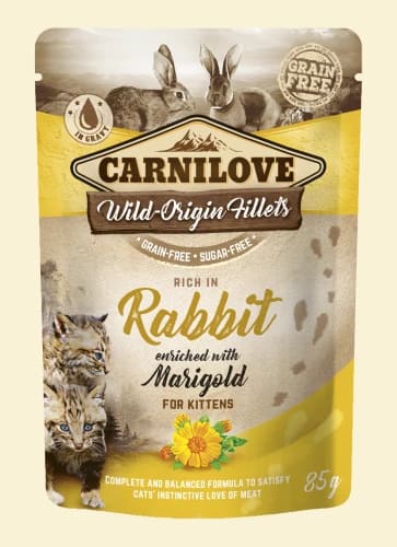 ZESTAW 10X CARNILOVE CAT POUCH RABBIT & MARIGOLD 85G