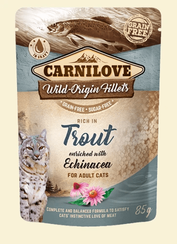 ZESTAW 10X CARNILOVE CAT POUCH TROUT & ECHINACEA 85G