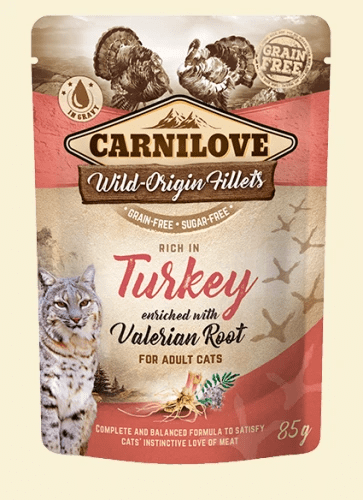 ZESTAW 10X CARNILOVE CAT POUCH TURKEY & VALERIAN 85G