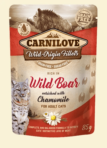 ZESTAW 10X CARNILOVE CAT POUCH WILD BOAR & CHAMOMILE 85G