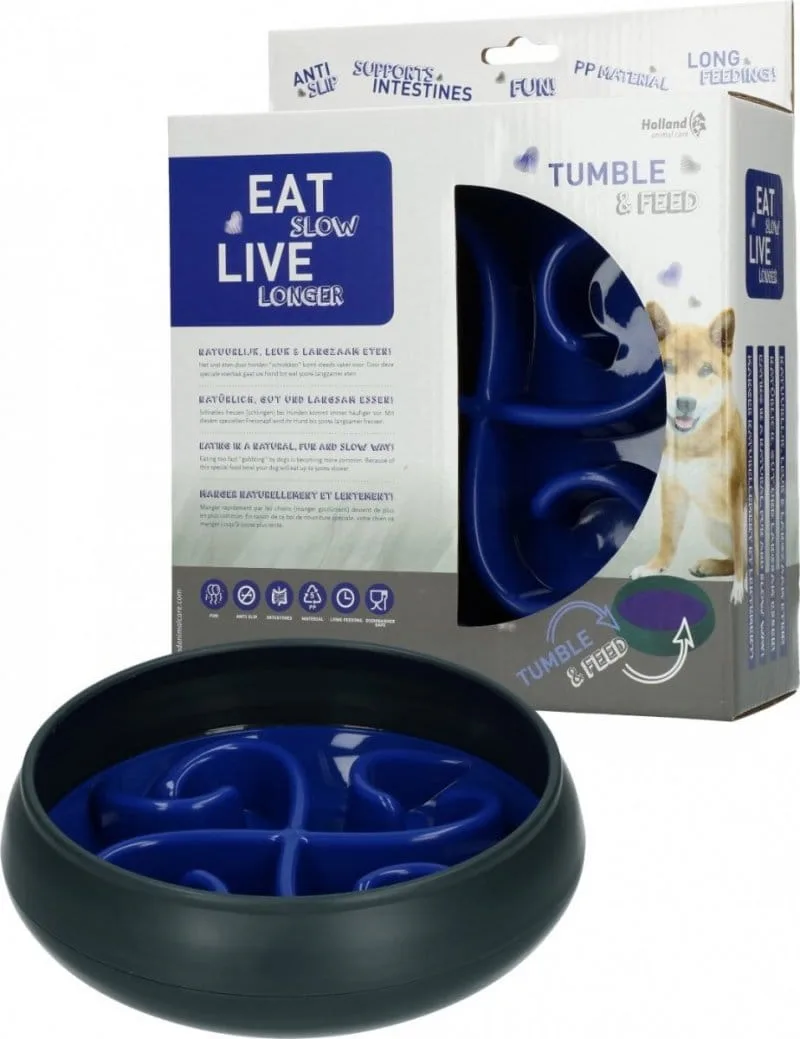 Eat Slow Live Longer TUMBLE FEEDER miska spowalniająca niebieska