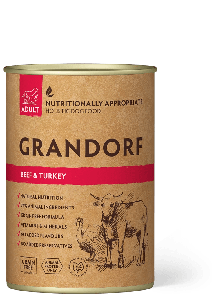 PAKIET 4+2 GRATIS GRANDORF  Beef & Turkey - Adult 400g