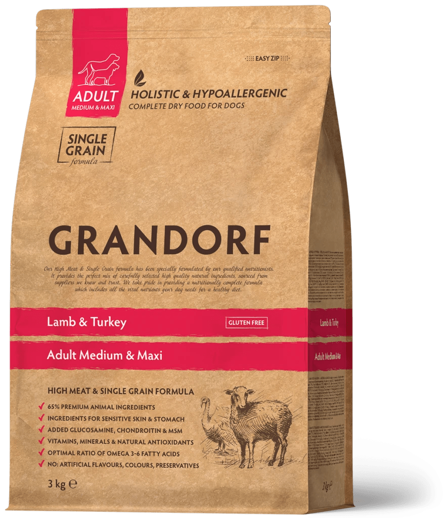 GRANDORF Lamb & Turkey – Adult Medium & Maxi Breeds pełnowartościowa karma dla psów dorosłych średnich i dużych ras 1kg