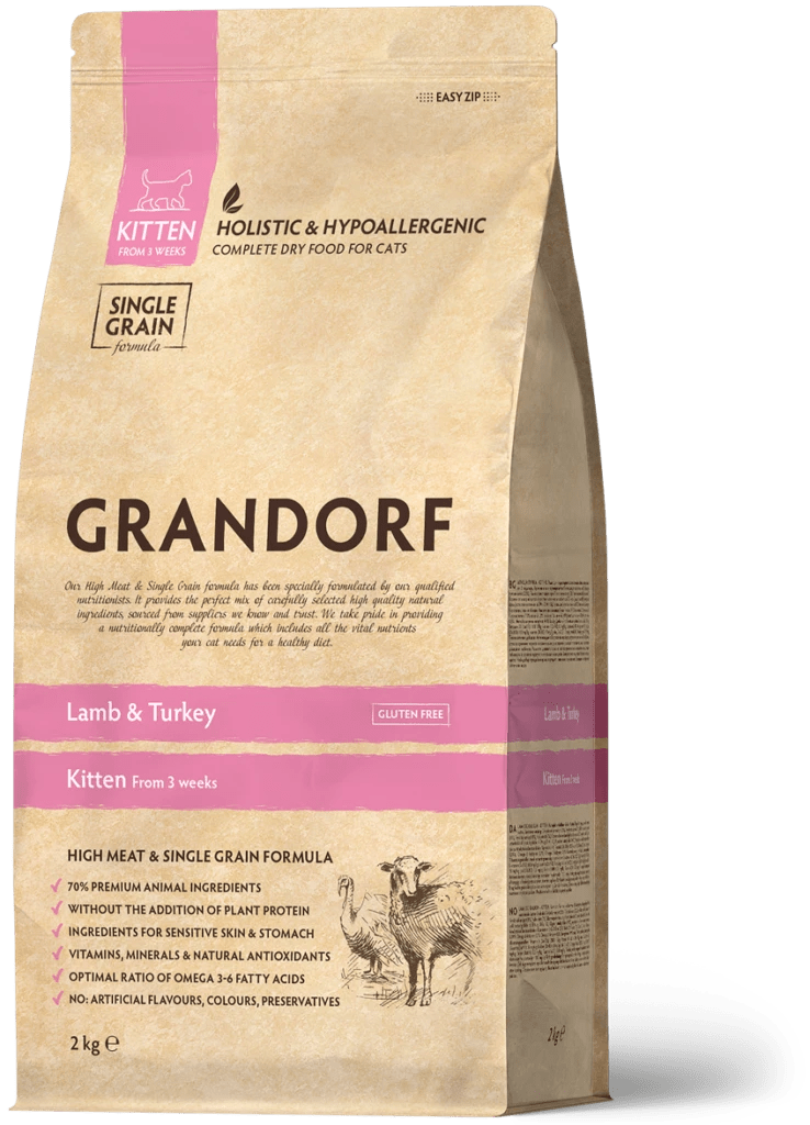 GRANDORF Lamb & Turkey  Kitten- dla kociąt powyżej 3 tygodnia oraz kotek w ciąży i karmiących 2kg