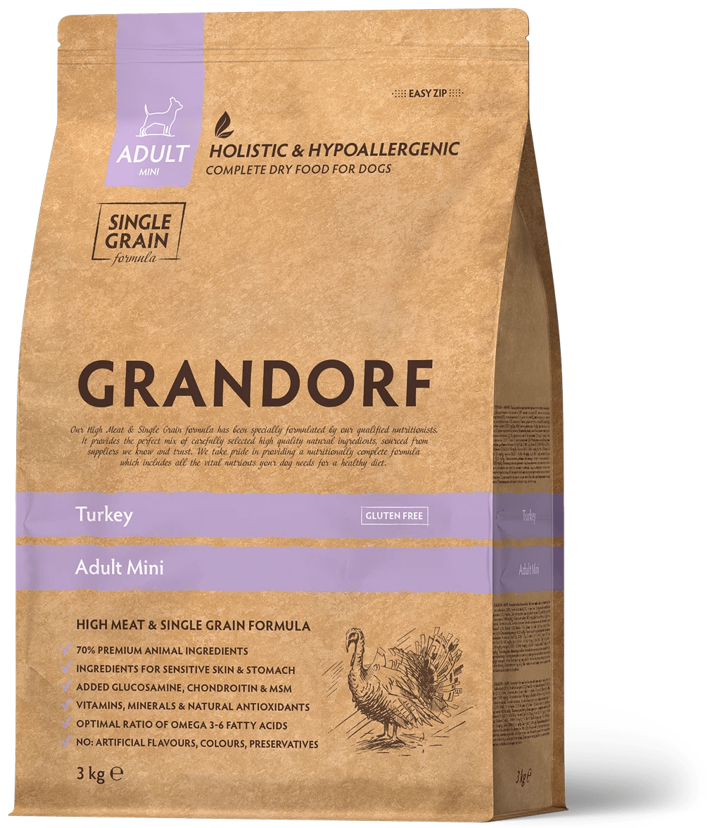 GRANDORF Turkey Mini Adult-  karma dla dorosłych psów małych ras  3 kg