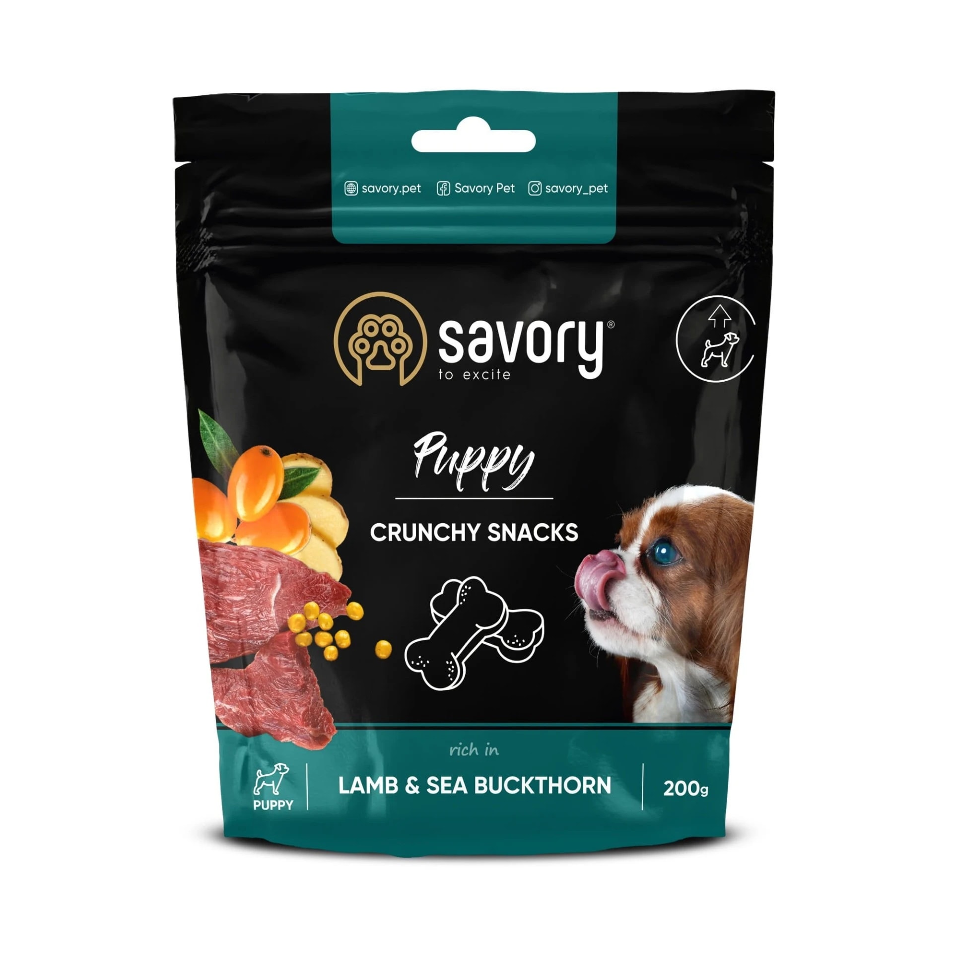 Savory dog crunchy snacks Puppy. Lamb&Sea Buckthorn, 200 g