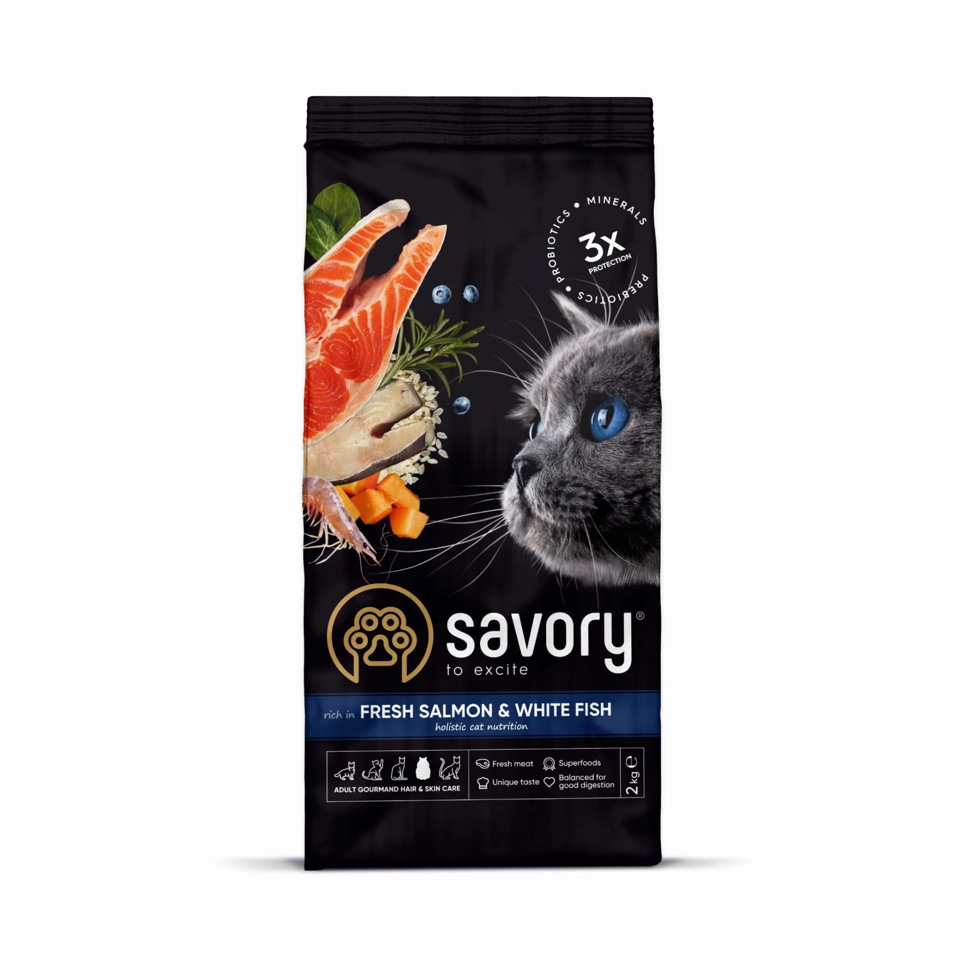 Savory Adult Cat Fresh Salmon&White Fish Karma Sucha Dla Dorosłych Kotów z Łososiem i Białą Rybą 2kg