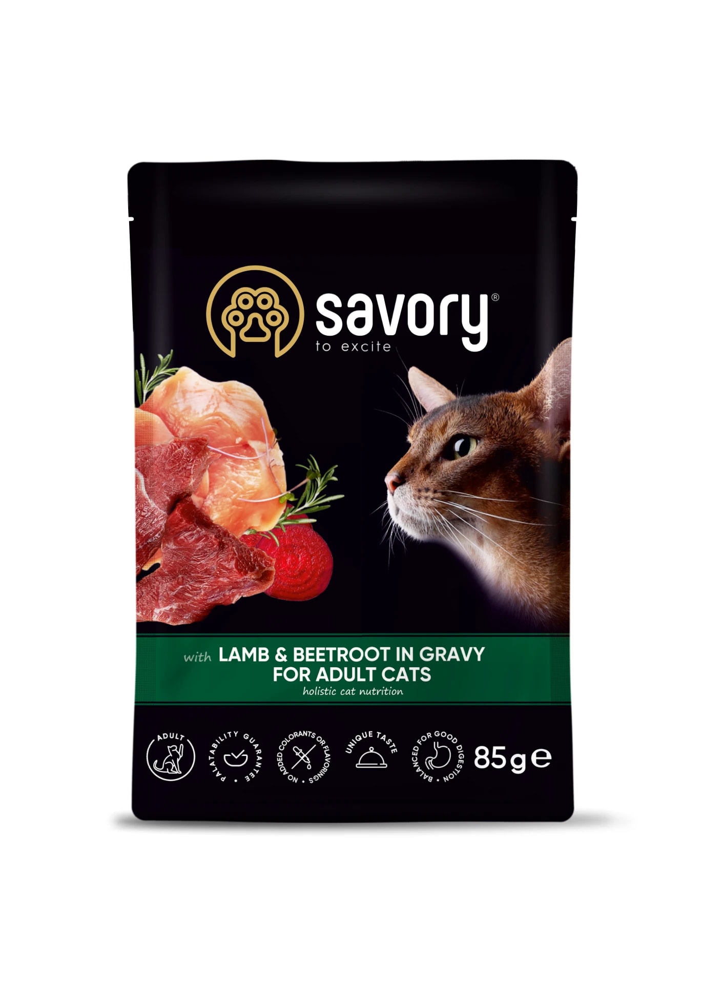 Savory Cat Adult Lamb&Beetrot Gravy Karma Mokra Dla Dorosłych Kotów Jagnięcina i Burak w Sosie 85 g