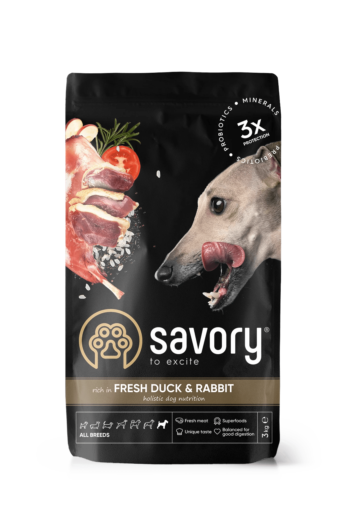 Savory Dog Adult All Breeds Rabbit&Duck Karma Sucha Dla Dorosłych Psów Wszystkich Ras z Królikiem i Kaczką 12 kg