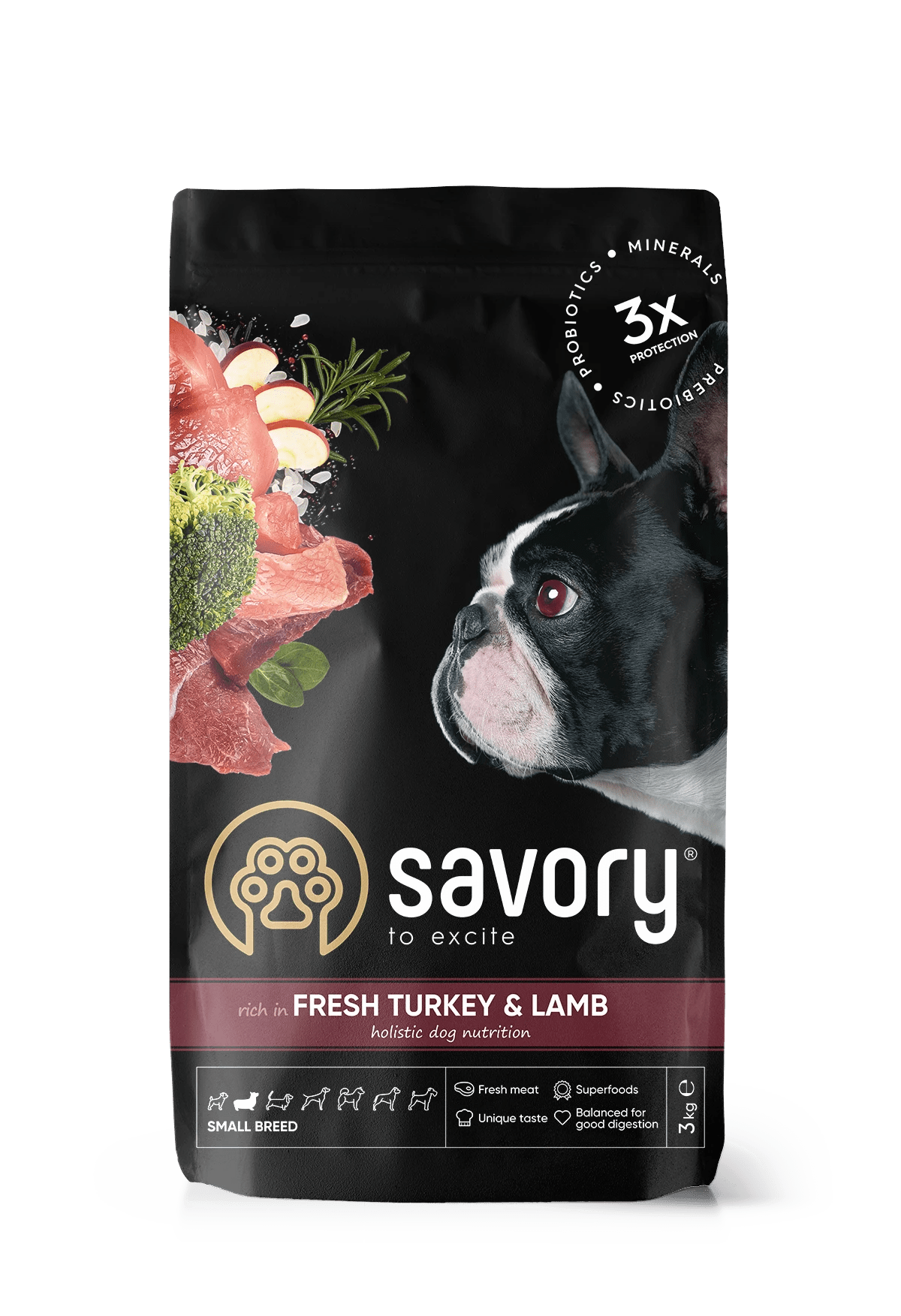 Savory Dog Adult Small Breed Turkey&Lamb Karma Sucha Dla Dorosłych Psów Małych Ras z Indykiem i Jagnięciną 3 kg