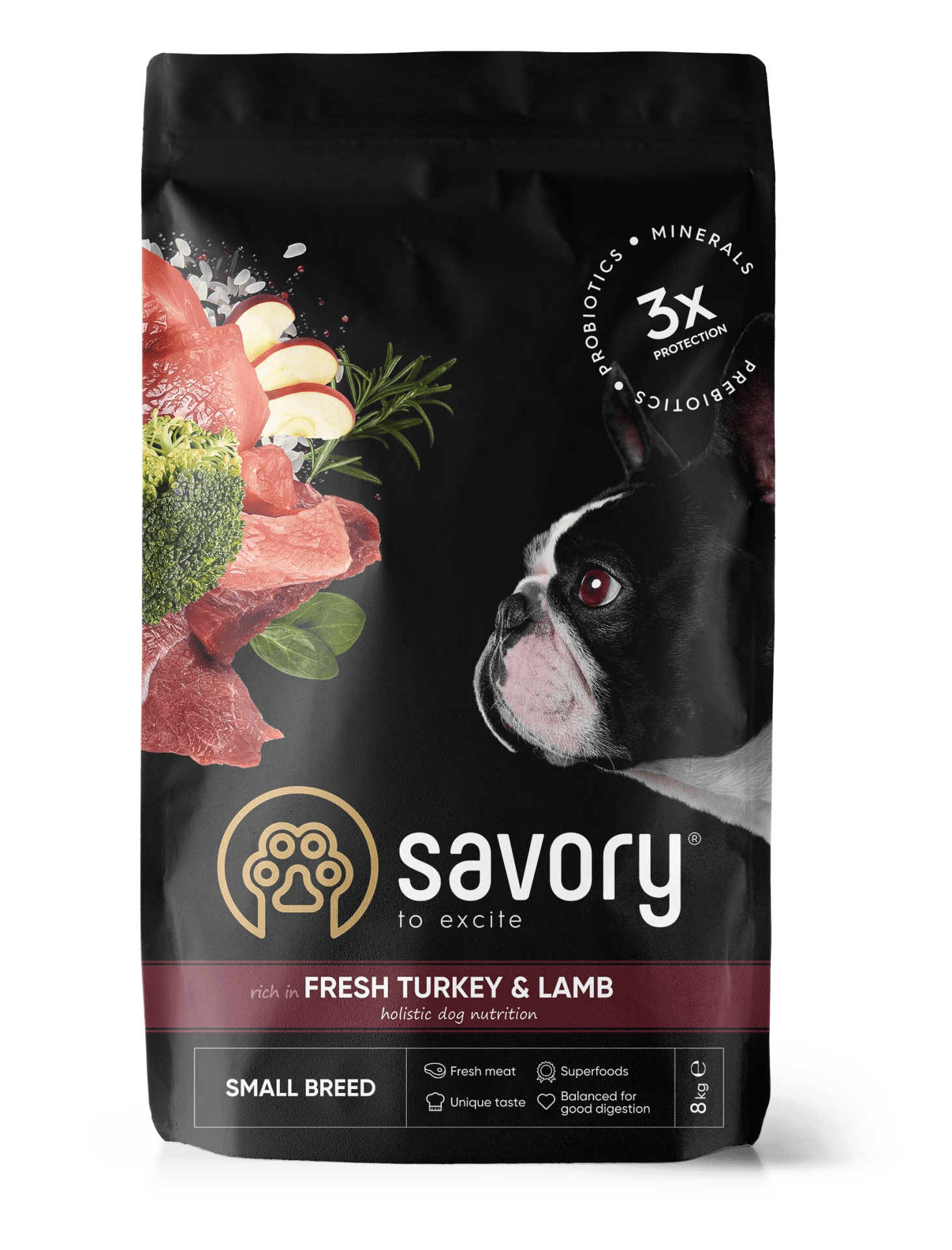 Savory Dog Adult Small Breed Turkey&Lamb Karma Sucha Dla Dorosłych Psów Małych Ras z Indykiem i Jagnięciną 8 kg