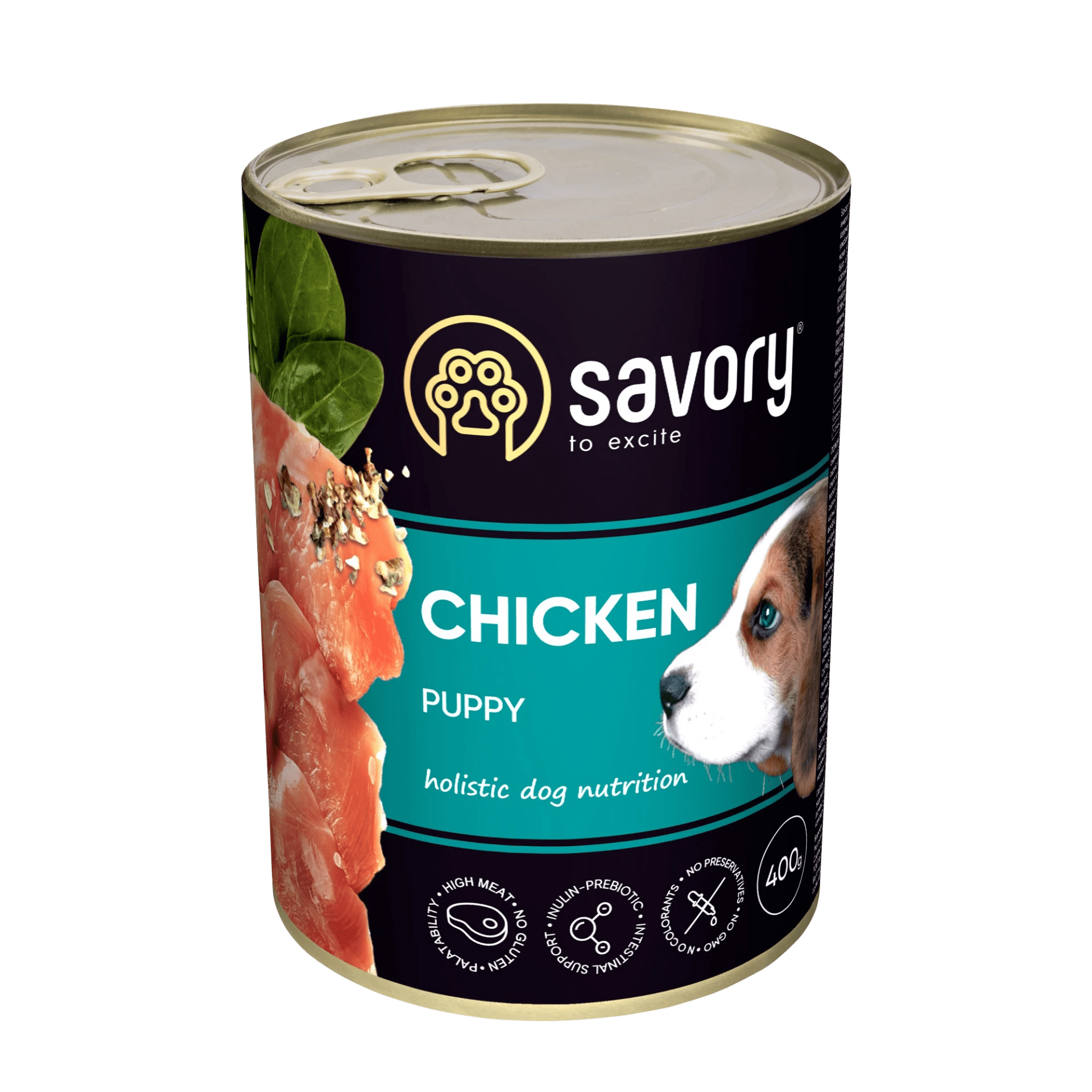 Savory Dog Puppy Chicken Karma Mokra Dla Szczeniąt Psów Wszystkich Ras z Kurczakiem 400 g