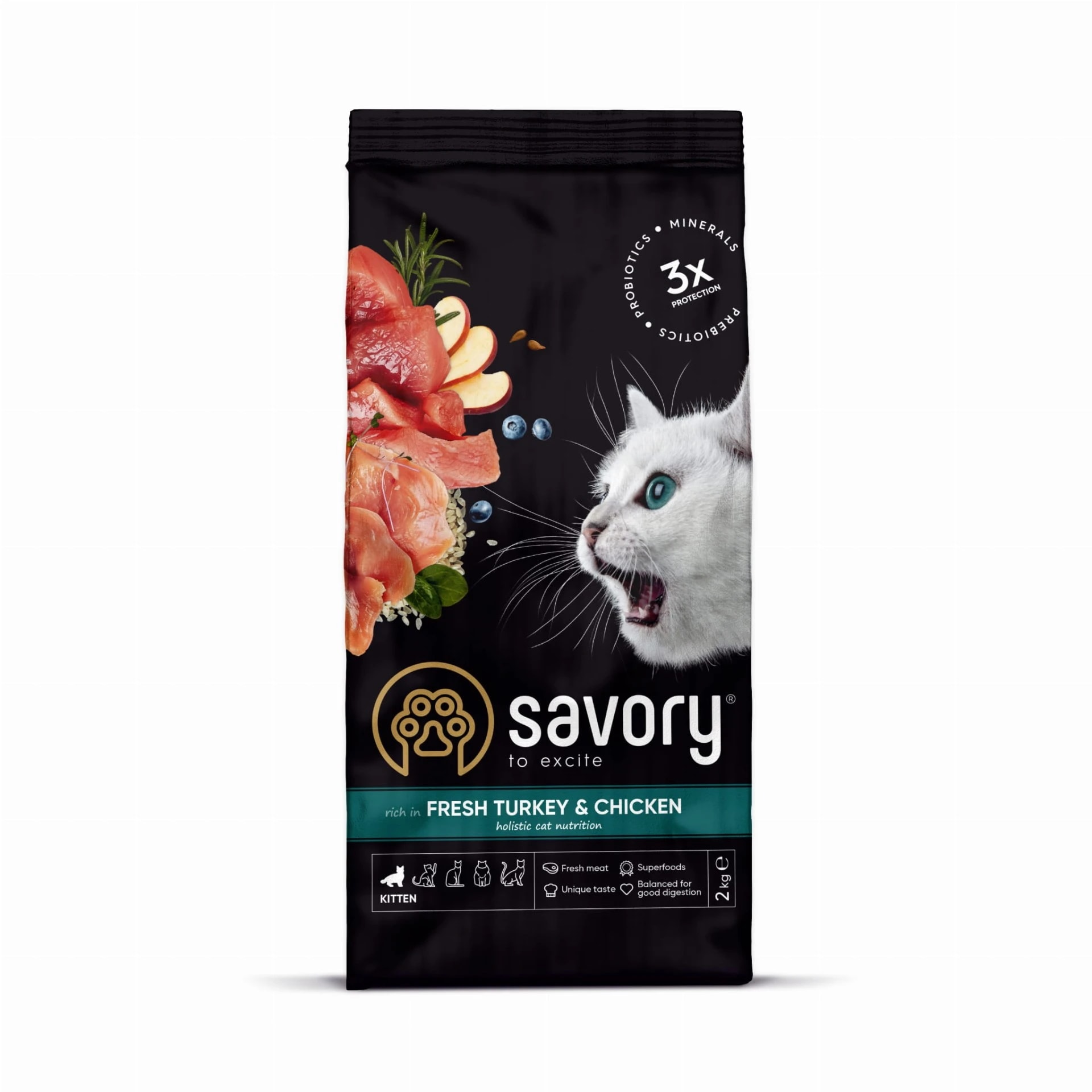 Savory Kitten Cat Fresh Chicken&Turkey Karma Sucha Dla Kociąt z Kurczakiem i Indykiem 2kg