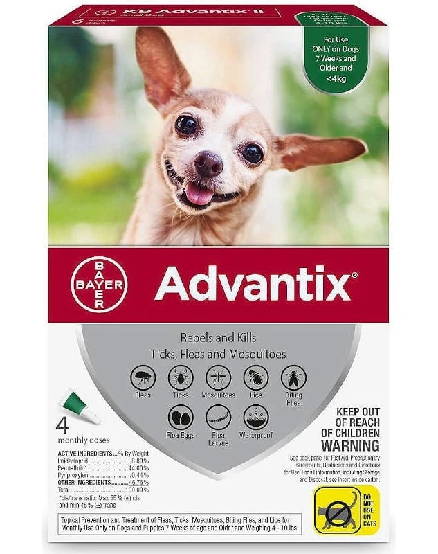 BAYER ADVANTIX Roztwór do nakrapiania dla psów do 4 kg (4 x 0,4 ml)