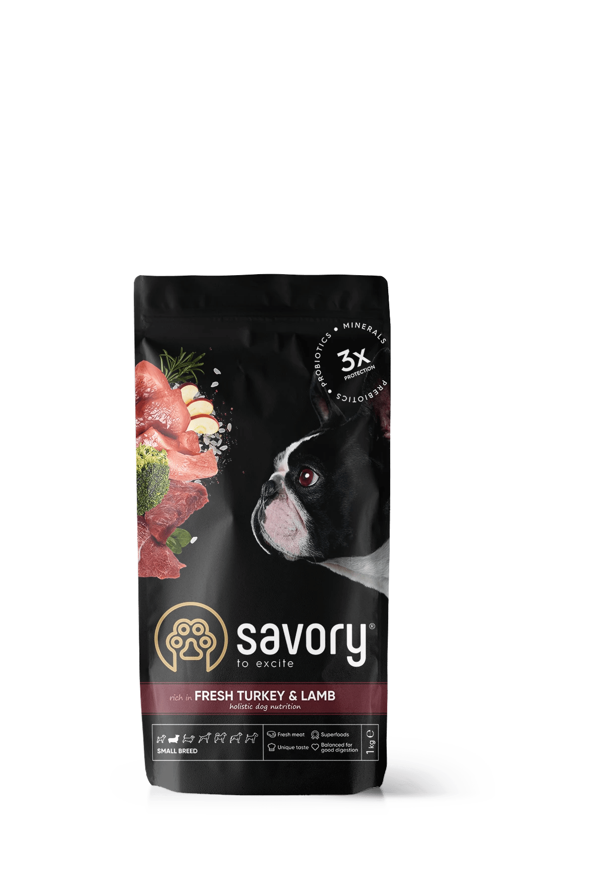 Savory Dog Adult Small Breed Turkey&Lamb Karma Sucha Dla Dorosłych Psów Małych Ras z Indykiem i Jagnięciną 1 kg