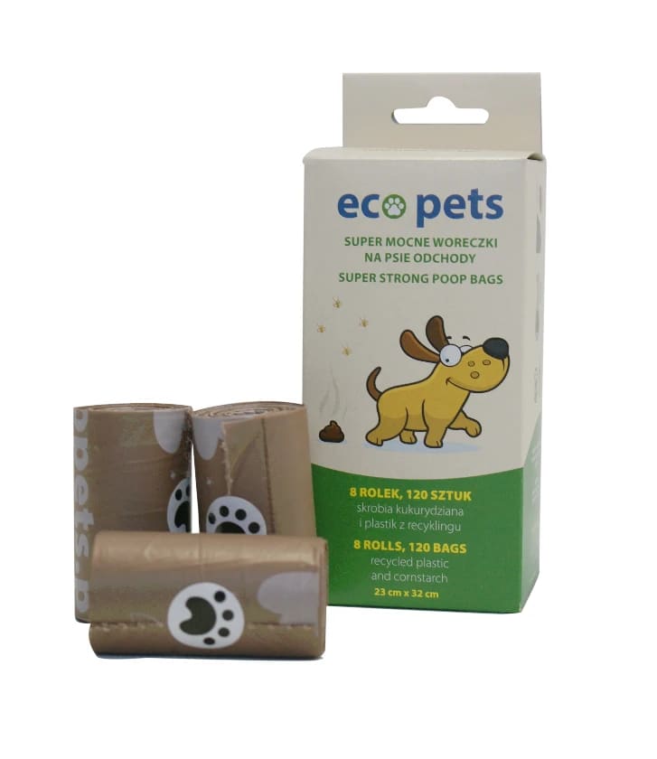 ECO PETS EKOLOGICZNE WORKI NA ODCHODY 120 SZT (8 X 15 SZT)