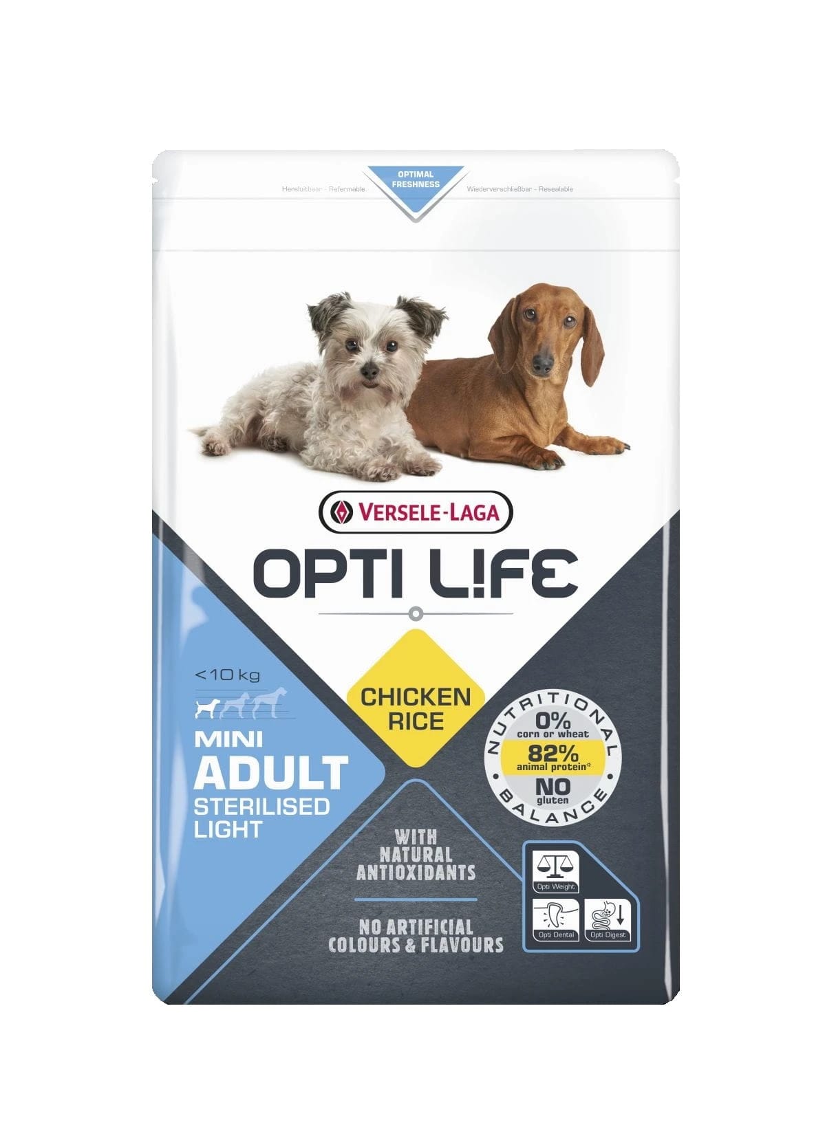 Opti Life Adult Light/Sterilised Mini 2,5 kg - karma dla otyłych, dorosłych psów ras małych i miniaturowych ( drób )