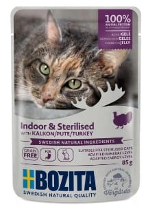 Bozita indoor & sterilised kawałki w galaretce z indykiem 85g