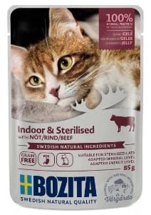 Bozita indoor & sterilised kawałki w galaretce z wołowiną 85g