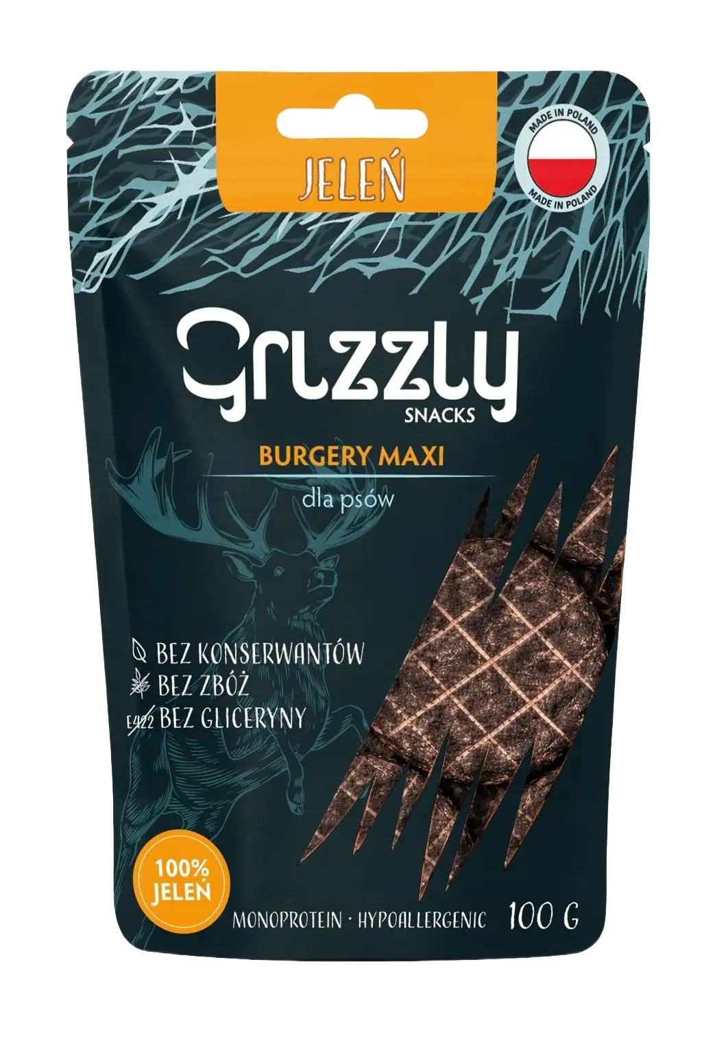 Grizzly Maxi Burgery z Jelenia - duże, mięsne przysmaki dla psa