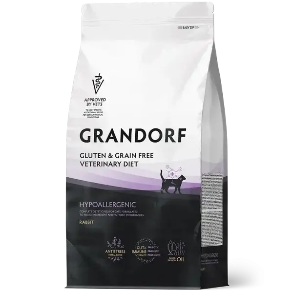 GRANDORF HYPOALLERGENIC RABBIT- karma weterynaryjna z królikiem dla kotów dorosłych z nietolerancjami pokarmowymi i alergiami 400g