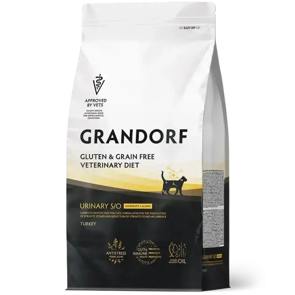 GRANDORF URINARY S/O MODERATE CALORIE TURKEY- karma weterynaryjna z indykiem dla kotów dorosłych z chorobami układu moczowego i skłonnością do nadwagi 400g