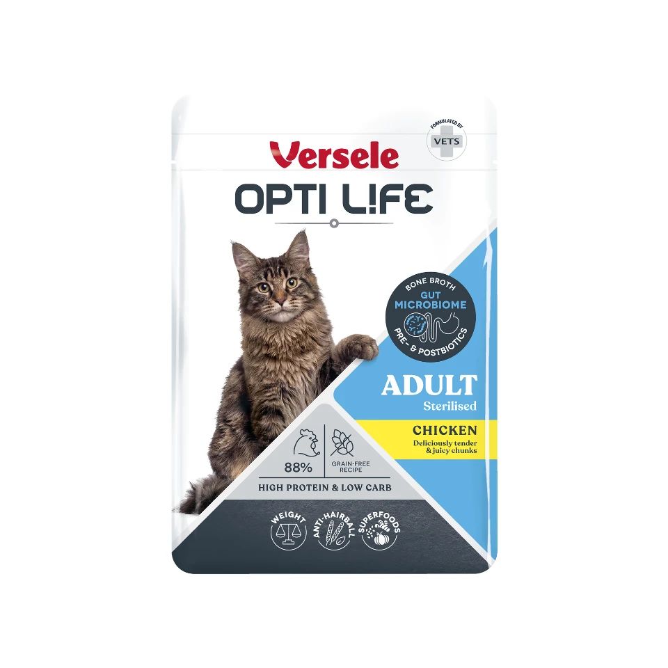 OPTI LIFE Cat Adult Sterilised Chicken Chunks in Broth – mokra, monoproteinowa karma dla kota sterylizowanego 85 g