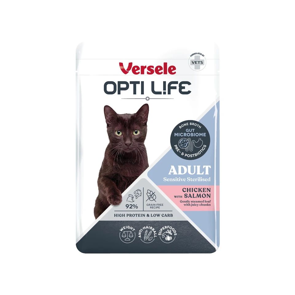 OPTI LIFE Cat Adult Sterilised Salmon & Chicken Loaf – mokra karma dla kota sterylizowanego 85 g